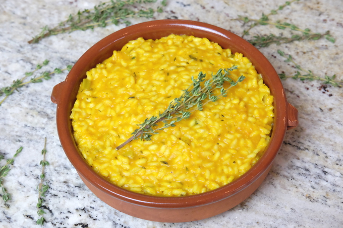 Pumpkin-thyme-risotto | halloween-meals | vegan | low-FODMAP | Tallulah's Treats 