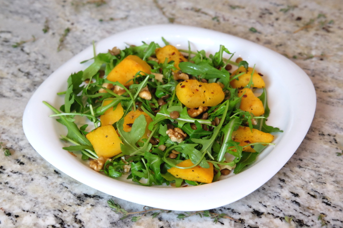 Pumpkin-walnut-rocket-lentil-salad | best-vegan-salad | winter-salad |vegan | low-FODMAP | Tallulahs-treats | delicious | tasty | heaven | best-salads-ever 