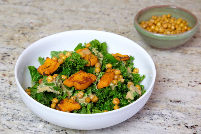 vegan-low-FODMAP | gut-friendly-salads | vegan-salad | amazing-salads | Tallulahs-treats | kale-chickpeas-pumpkin-tahini | tahini-salad